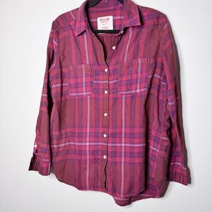 Mossimo Supply Co. Purple & Pink Plaid Shirt